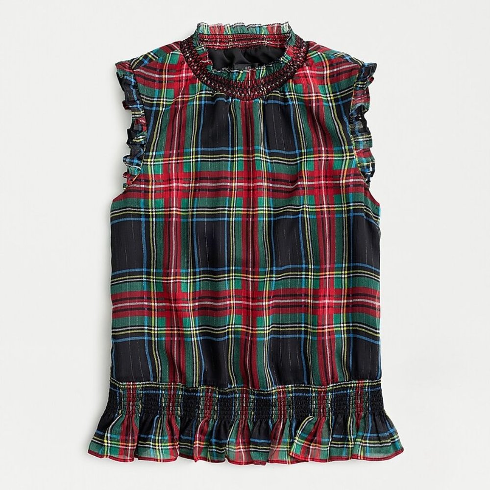 NWT J. Crew Sleeveless mockneck tartan top-8